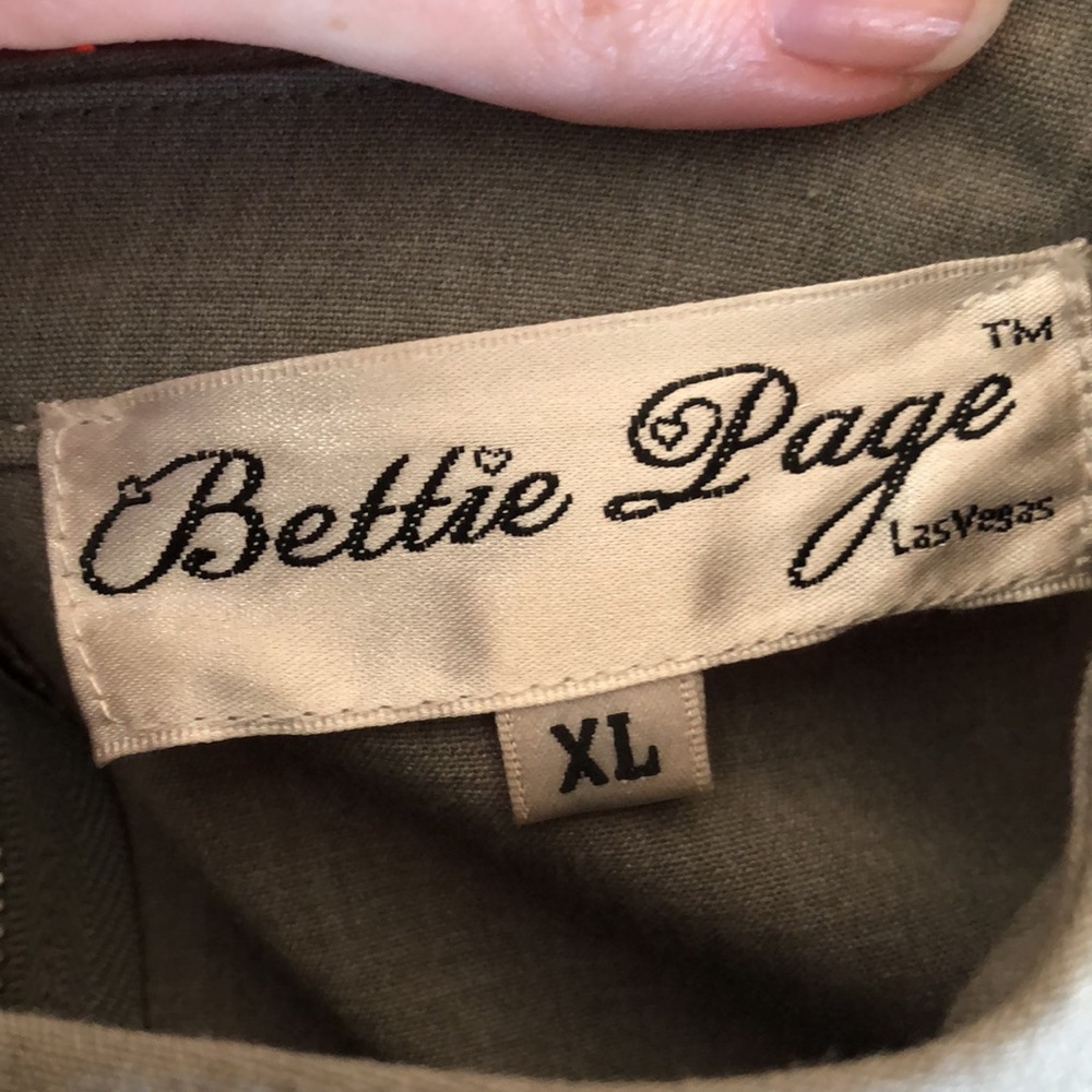 BETTY PAGE Wiggle Dress, Vintage Retro, Grey with Pink trim, Belt, Size XL (14) - Picture 8 of 8